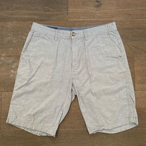 Wallin & Bros flat front light grey chambray shorts size 34